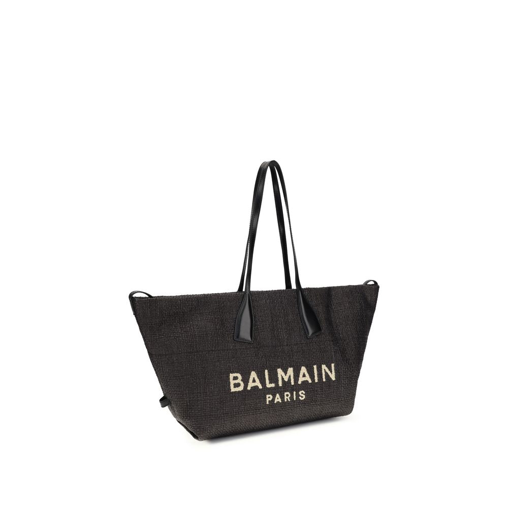 Balmain Black Raffia Shoulder Bag
