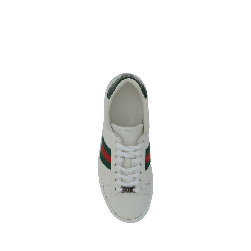 Gucci White Calf Leather Bos Taurus Low Top Sneakers