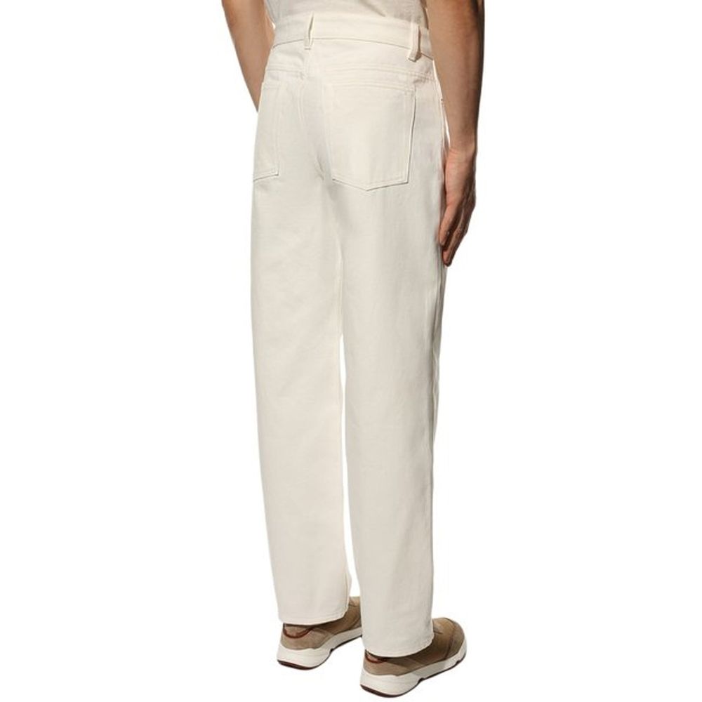Jil Sander White Cotton Straight-Leg Jeans