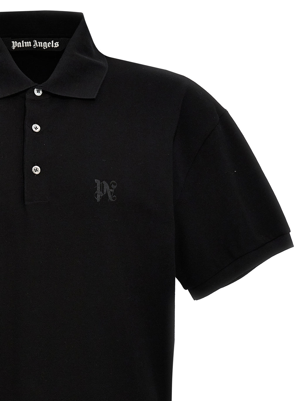 Palm Angels Black Polyester Polo Shirt