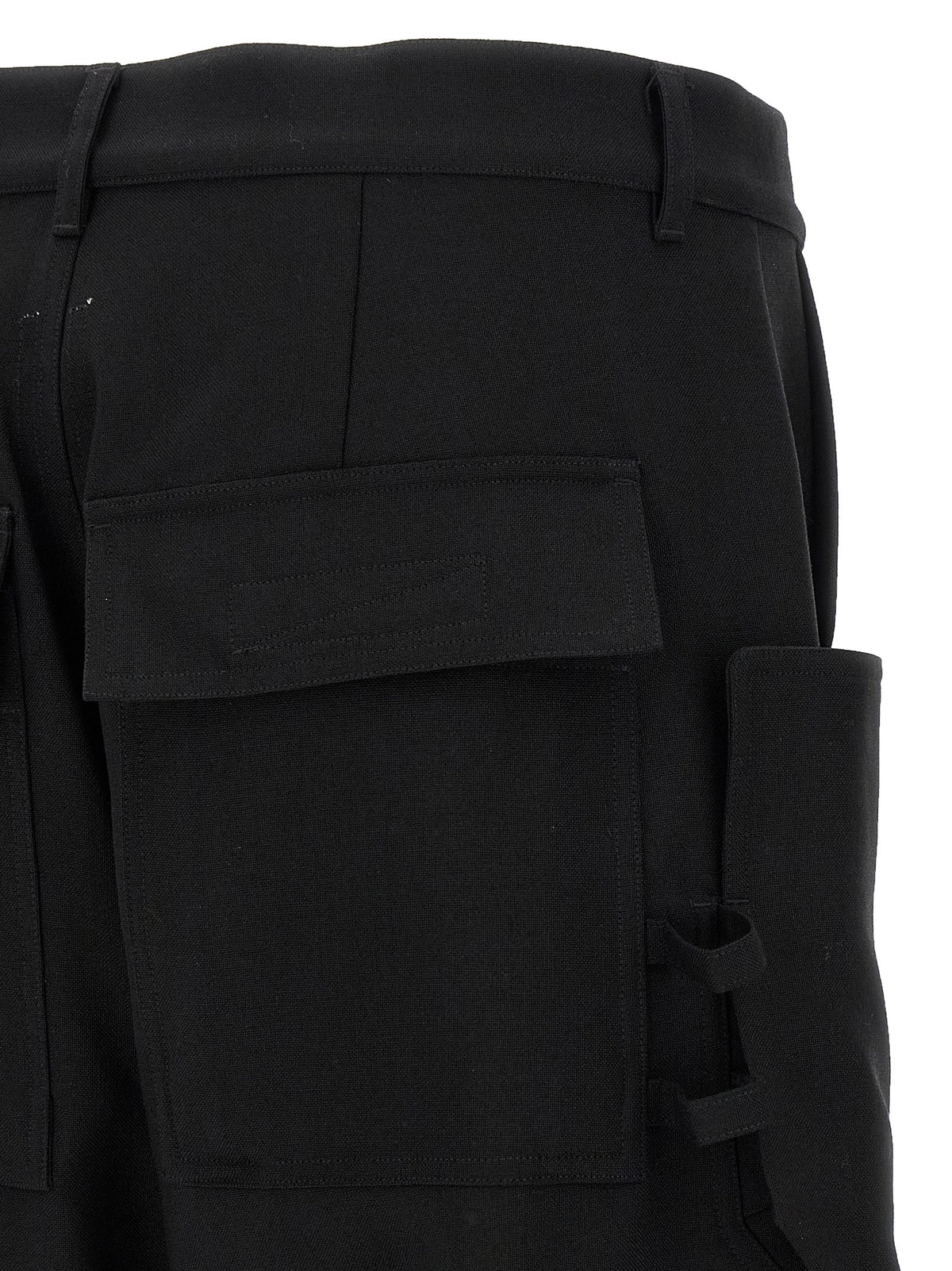 Rick Owens Black Virgin Wool Cargo Pants
