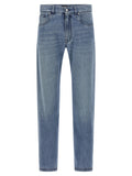 Fendi Blue Cotton Straight-Leg Jeans