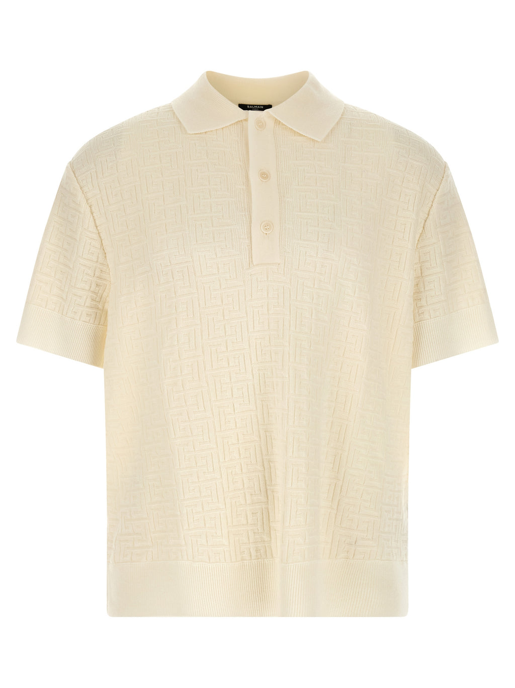Balmain White Wool Polo Shirt