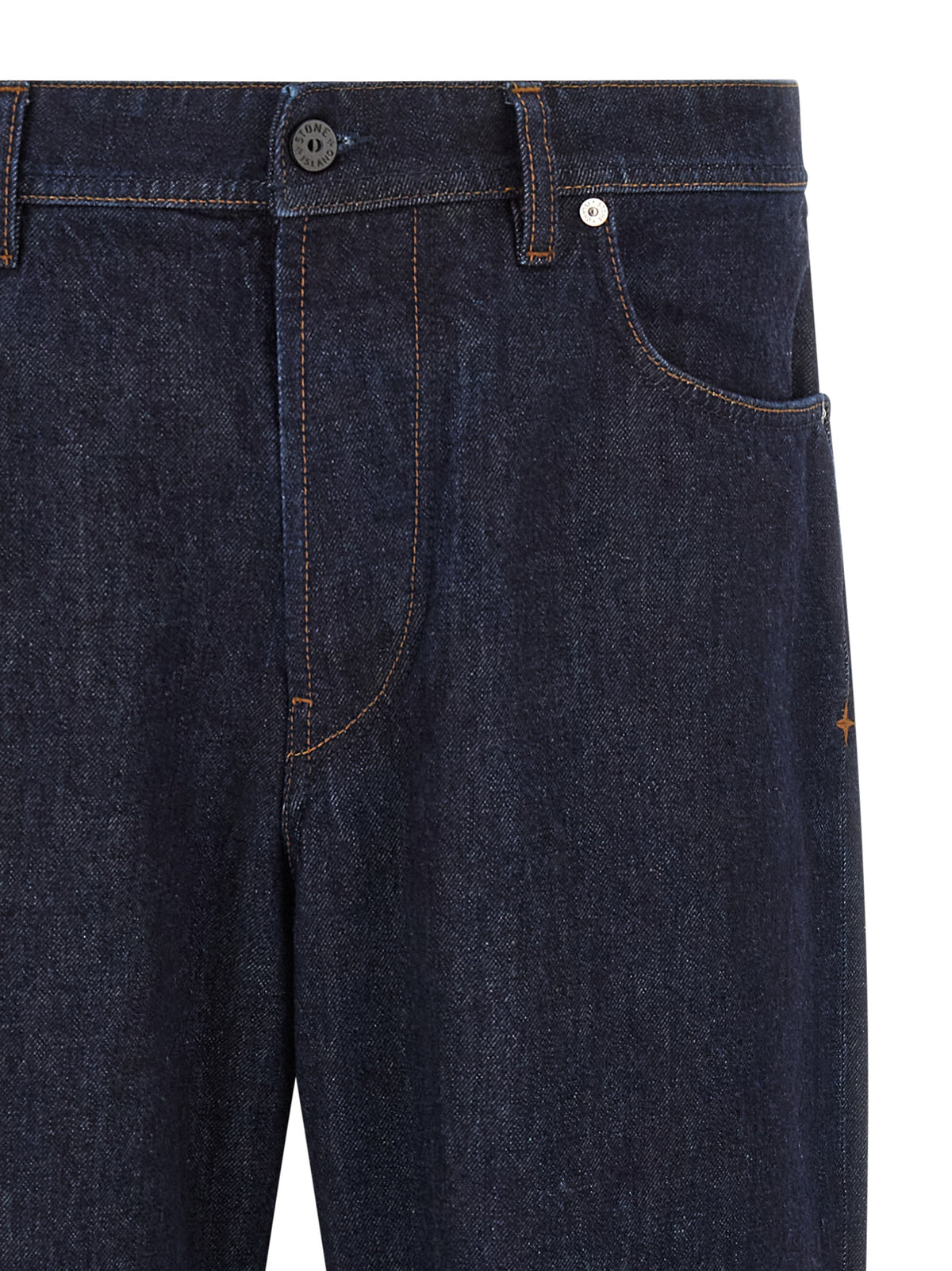 Stone Island Blue Cotton Straight-Leg Jeans