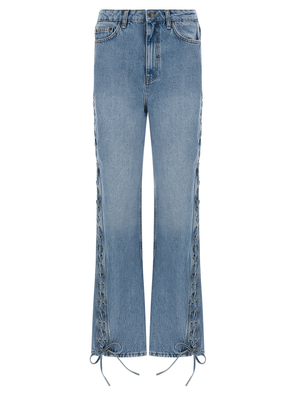 ROTATE BIRGER CHRISTENSEN Blue Cotton Straight-Leg Jeans