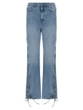 ROTATE BIRGER CHRISTENSEN Blue Cotton Straight-Leg Jeans