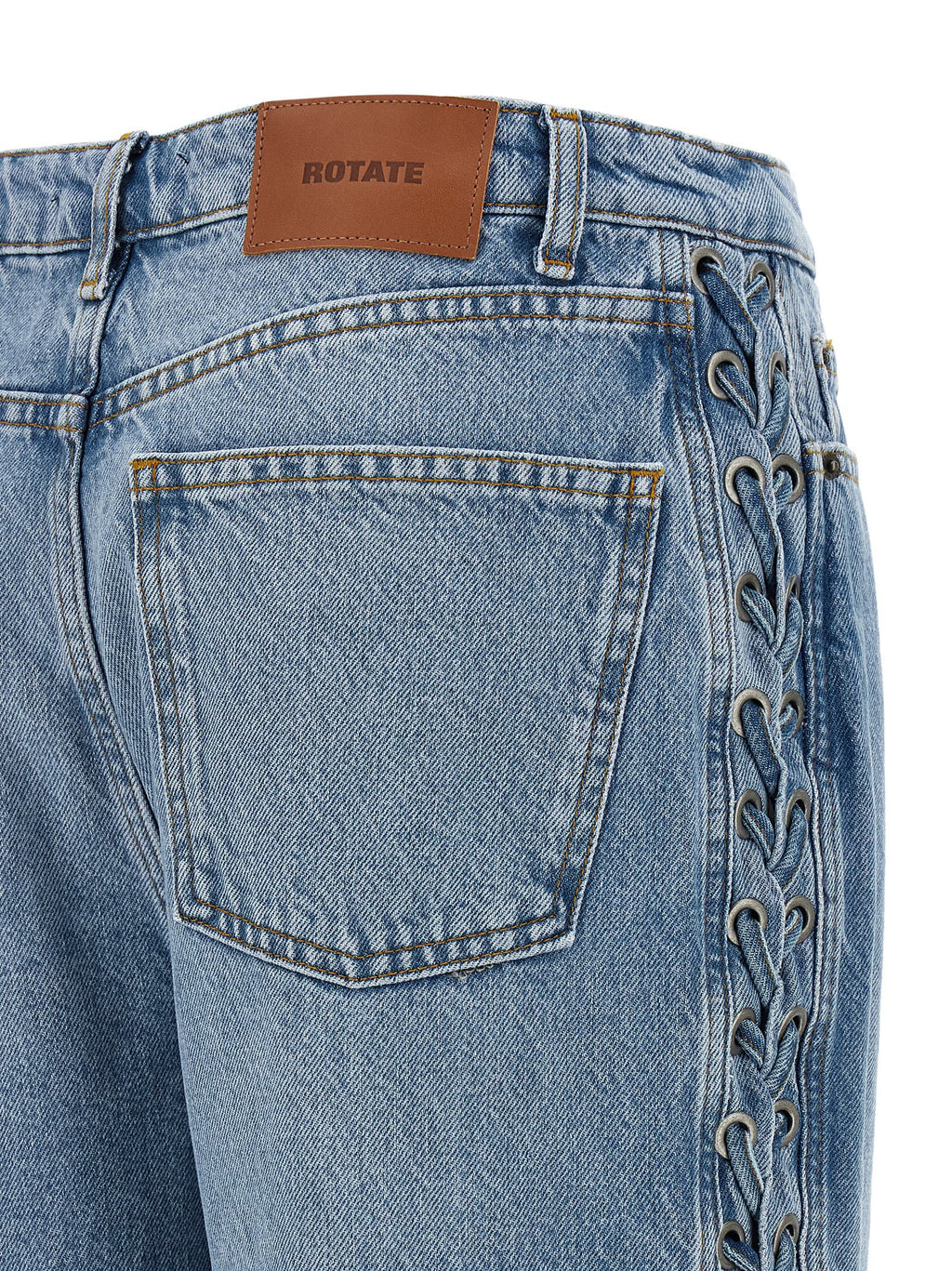 ROTATE BIRGER CHRISTENSEN Blue Cotton Straight-Leg Jeans