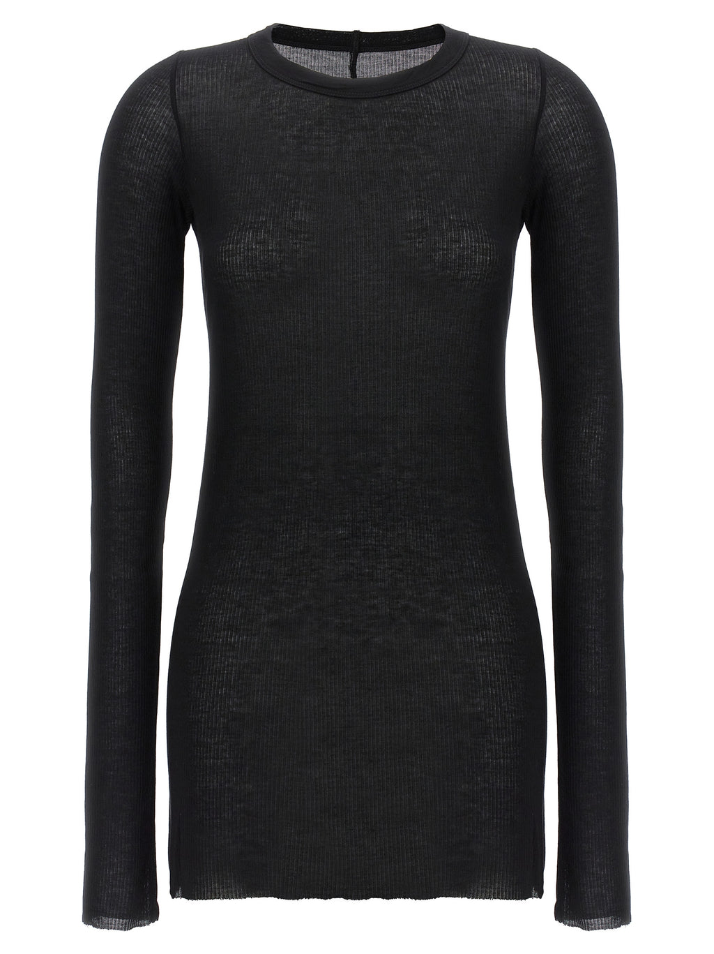 Rick Owens Black Viscose Long Sleeve T-Shirt