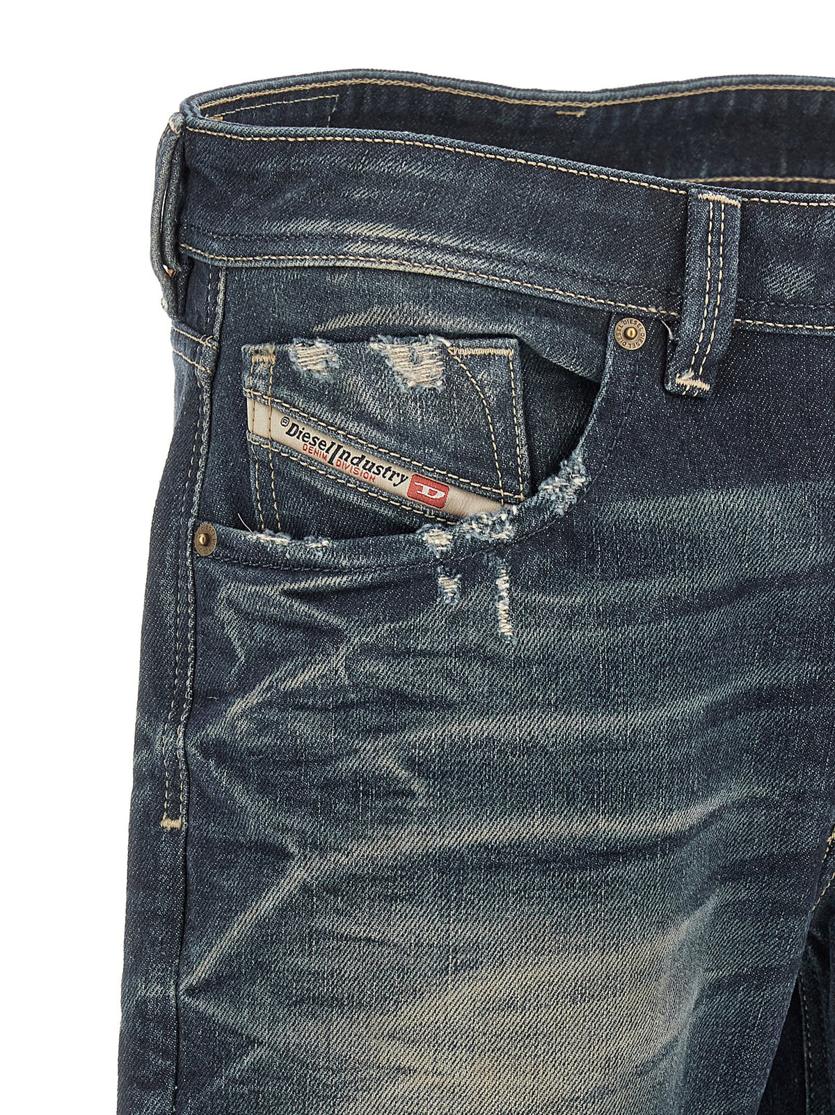 Diesel Blue Cotton Straight-Leg Jeans