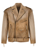 Golden Goose Beige Buffalo Leather Leather Jacket