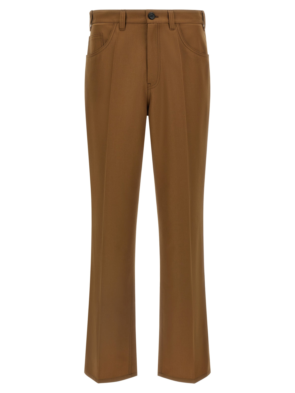 Marni Brown Virgin Wool Casual Pants