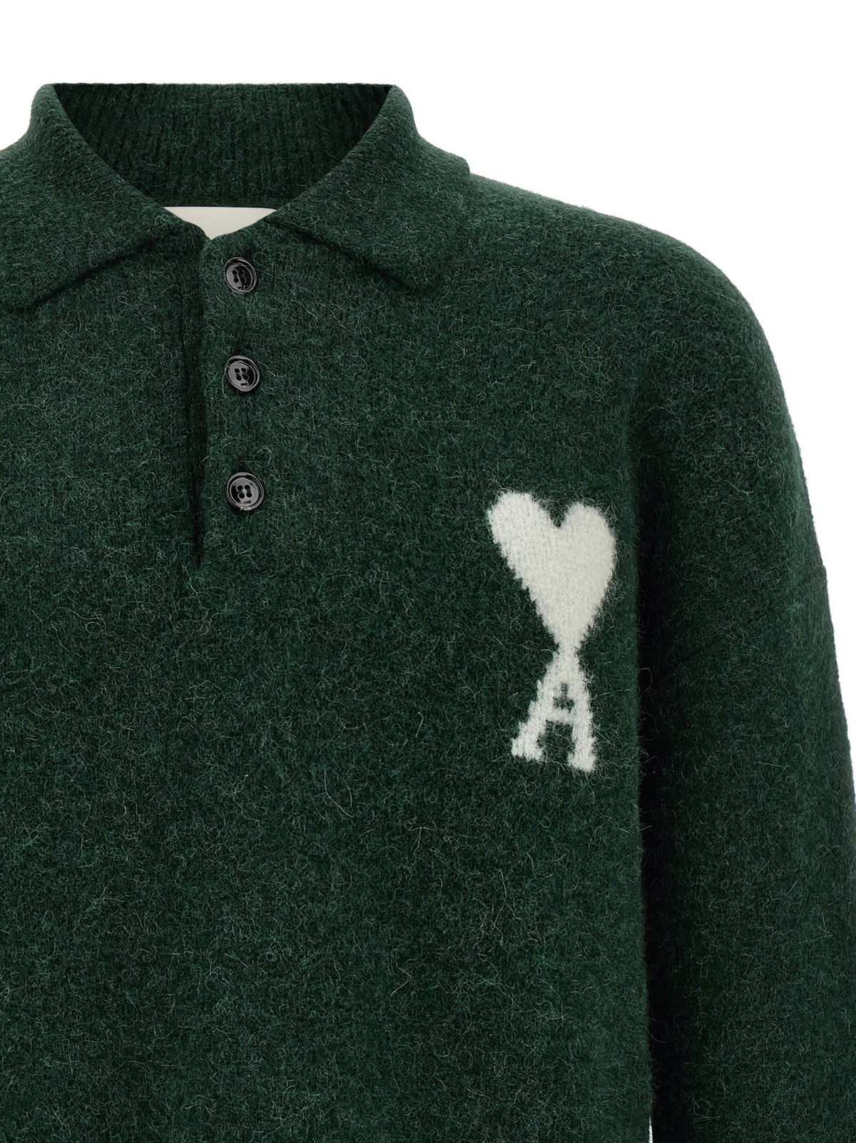 Ami Paris Bicolor Alpaca Leather Polo Shirt