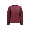 Ganni Bordeaux Cotton Long Sleeve T-Shirt