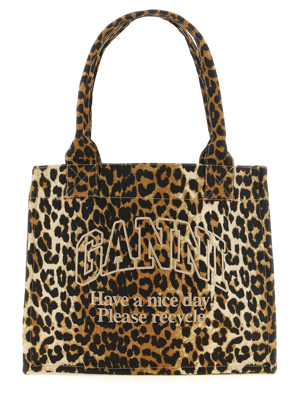 Ganni Brown Recycled Cotton Tote Bag