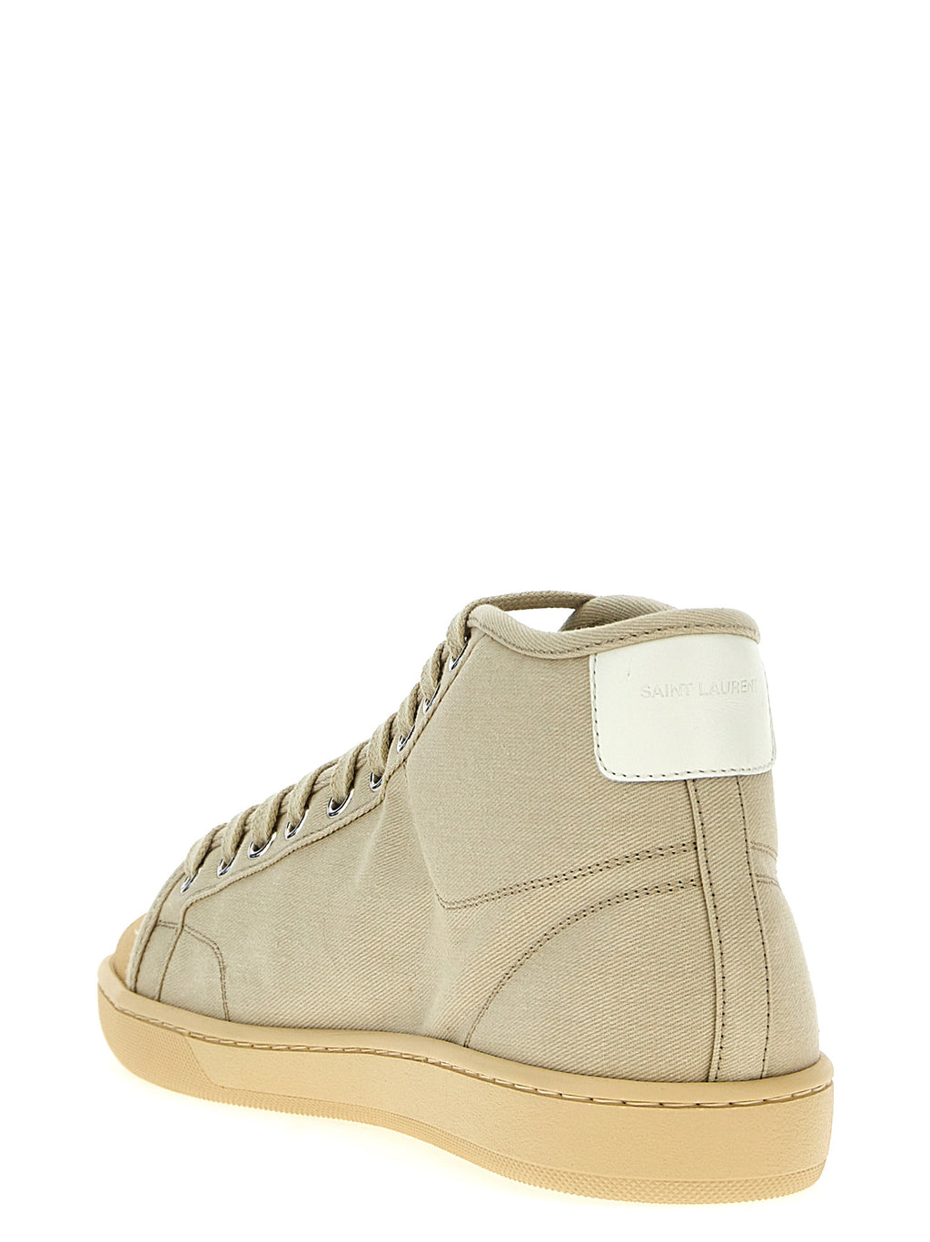 Saint Laurent Beige Cotton High Top Sneakers