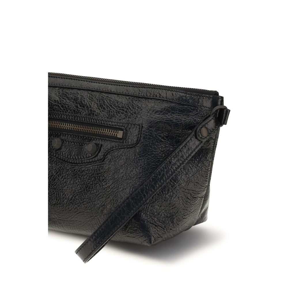 Balenciaga Black Calf Leather Bos Taurus Clutch Bag