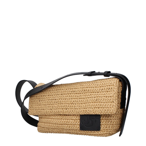 Jil Sander Beige Raffia Crossbody Bag