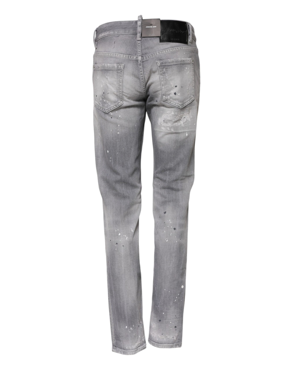 Dsquared² Gray Washed Mid Waist Tapered Denim Jeans