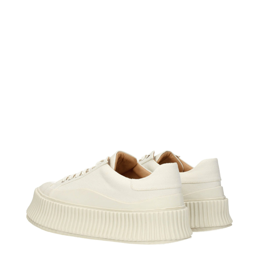 Jil Sander White Fabric Platform Sneakers
