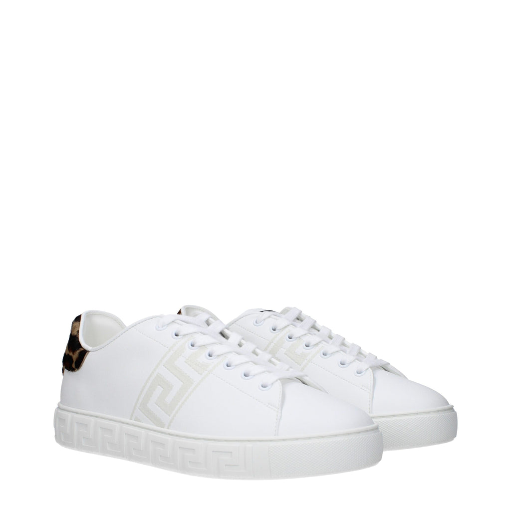 Versace White Leather Low Top Sneakers