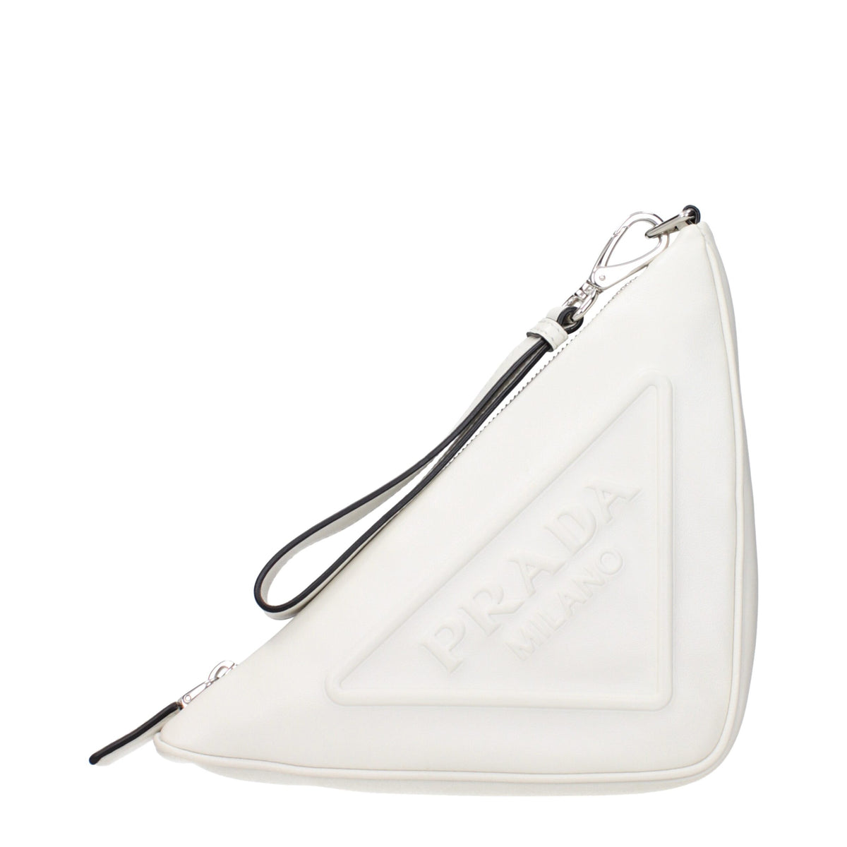 Prada White Leather Clutch Bag